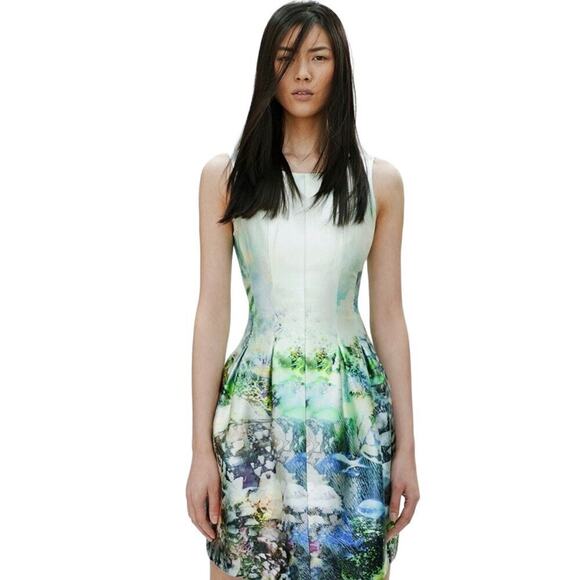 Zara Dresses & Skirts - Zara Dress Mini Monet Sea Life Fish Aquarium Ocean Fit Flare Mini Sleeveless S